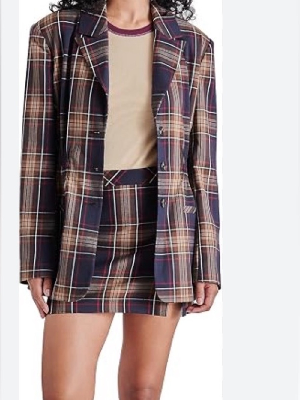Steve Madden Revolve Frida plaid mini skirt and blazer set